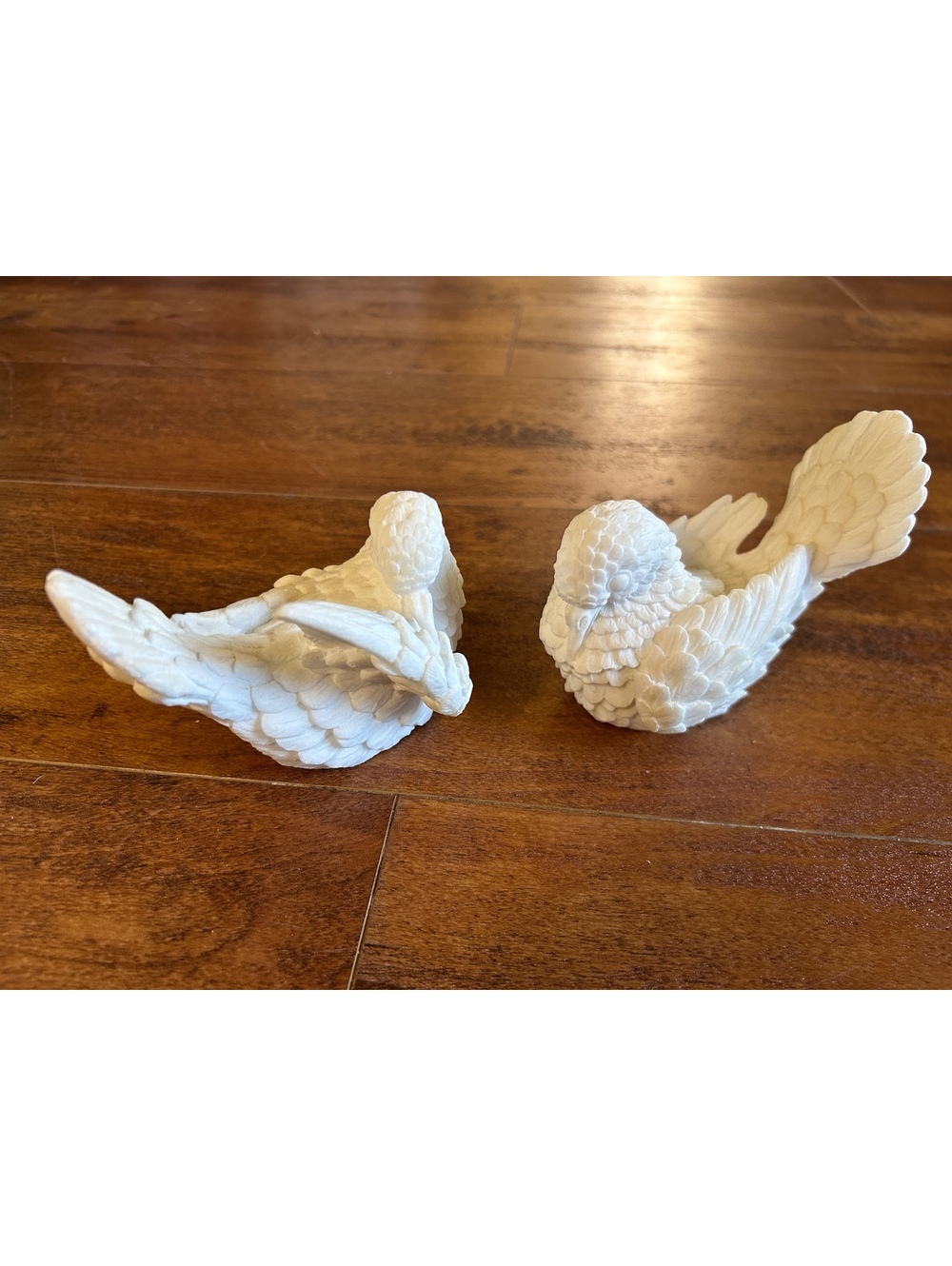 Pair of White Ceramic Bird Figurines Made in Italy